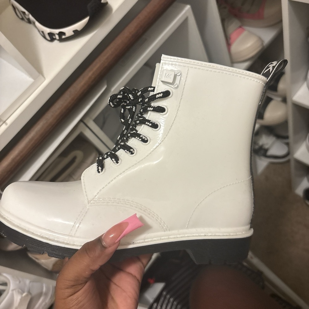 Michael Kors White and Black Combat Boots